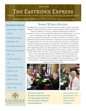 thumbnail of Eastridge Senior Living July 2018 Newsletter